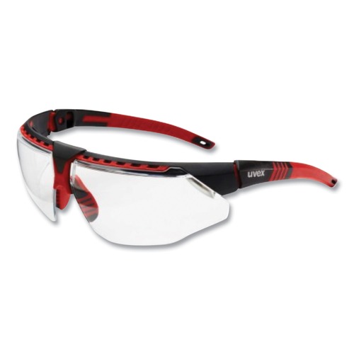 Safety Glasses | Honeywell Uvex S2860HS Polycarbonate Avatar Safety Glasses - Red/Black Frame Clear Lens image number 0