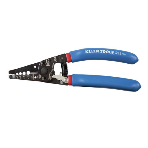 Cable and Wire Cutters | Klein Tools 11053 6 - 12 AWG Stranded Double Dipped Wire Stripper Cutter - Blue/Red image number 0