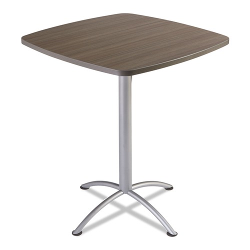  | Iceberg 69757 36 in. x 36 in. x 42 in. iLand Bistro-Height Square Table with Contoured Edges - Natural Teak Top/Silver Base image number 0