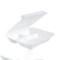 Food Trays, Containers, and Lids | Dart 80HT3R 3-Compartment 7.5 in. x 8 in. x 2.3 in. Foam Hinged Lid Containers - White (200/Carton) image number 2
