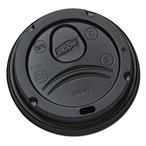 Early Labor Day Sale | Dixie D9542B 10 oz. - 20 oz. Cups Drink-Thru Plastic Lids - Black (1000/Carton) image number 0