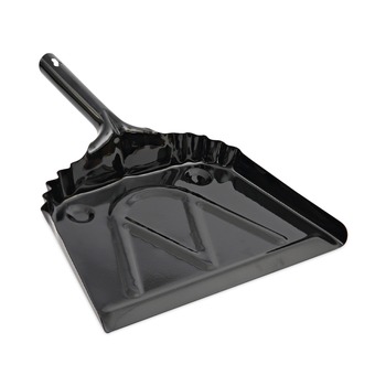 Boardwalk 12 in. Wide Metal Dust Pan with 2 in. Handle - Black