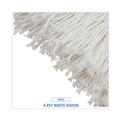 Mops | Boardwalk BWK732R 32 oz. Economical Lie-Flat Rayon Fiber Mop Head - White (12/Carton) image number 6