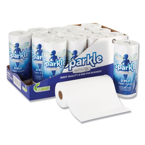 Cleaning & Janitorial Supplies | Georgia Pacific Professional 2717714 11 in. x 8.8 in. 2-Ply Sparkle Premium Perforated Paper Kitchen Towel Roll - White (15 Rolls/Carton) image number 0