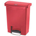Trash & Waste Bins | Rubbermaid Commercial 1883564 Streamline 8-Gallon Front Step Style Resin Step-On Container - Red image number 0