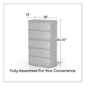  | Alera 25498 36 in. x 18.63 in. x 67.63 in. 5 Lateral File Drawer - Legal/Letter/A4/A5 Size - Light Gray image number 7