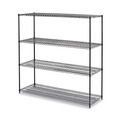  | Alera ALESW207224BA BA Plus 72 in. x 24 in. x 72 in. 4-Shelf Wire Shelving Kit - Black Anthracite Plus image number 0