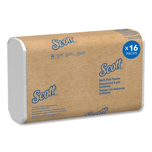 Cleaning & Janitorial Supplies | Scott 01807 9.2 in. x 9.4 in. 1-Ply Essential Recycled Multi-Fold Towels - White (4000/Carton) image number 0