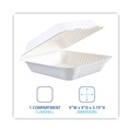 Food Trays, Containers, and Lids | Boardwalk HL-91BW 9 in. x 9 in. x 3.19 in. 1-Compartment Hinged-Lid Sugarcane Bagasse Food Containers - White (100/Sleeve, 2 Sleeves/Carton) image number 6