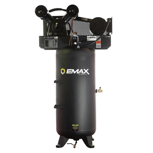 Portable Air Compressors | EMAX ESL05V060V1 5 HP 60 Gallon Single-Stage Single Phase 19 CFM @100 PSI Industrial 2-Cylinder Splash Lubricated Pump Electric Air Compressor image number 0