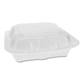 Mothers Day Sale! Save an Extra 10% off your order | Pactiv Corp. YTD188030000 8.42 in. x 8.15 in. x 3 in. Dual Tab Lock Foam Hinged Lid Containers - White (150/Carton) image number 0