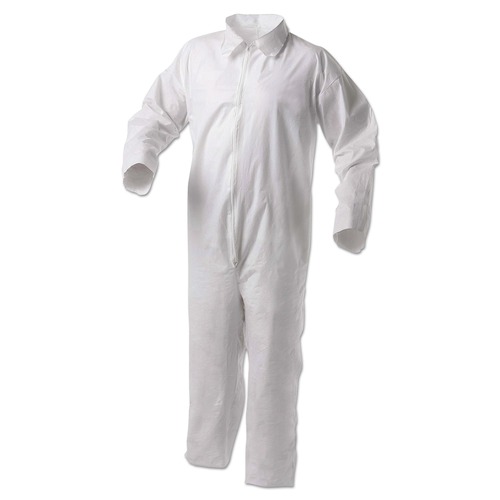 Bib Overalls | KleenGuard 38921 A35 Liquid and Particle Protection Coveralls with Zipper Front - Triple Extra Large, White (25/Carton) image number 0