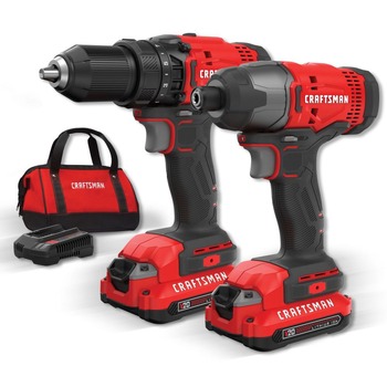 Factory Reconditioned Craftsman CMCK200C2R 20V Variable Speed Lithium-Ion 1/2 in. Cordless Drill Driver and 1/4 in. Impact Driver Combo Kit with 2 Batteries (1.3 Ah)