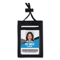  | Advantus 75453 3.25 in. x 5 in. Holder 2.38 in. x 3.5 in. Insert 48 in. Cord Vertical ID Badge Holders with Convention Neck Pouch - Black/Clear (12/Pack) image number 1