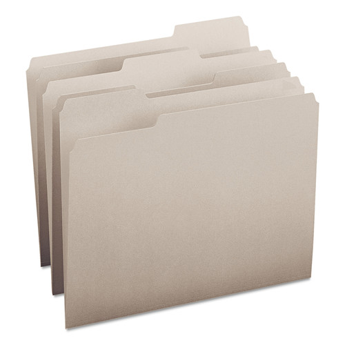  | Smead 12343 Colored File Folders with Assorted 1/3-Cut Tab Positions - Letter, Gray (100/Box) image number 0