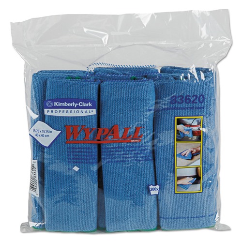Mothers Day Sale! Save an Extra 10% off your order | WypAll KCC 83620 15-3/4 in. x 15-3/4 in. Reusable Microfiber Cloths - Blue (24/Carton) image number 0
