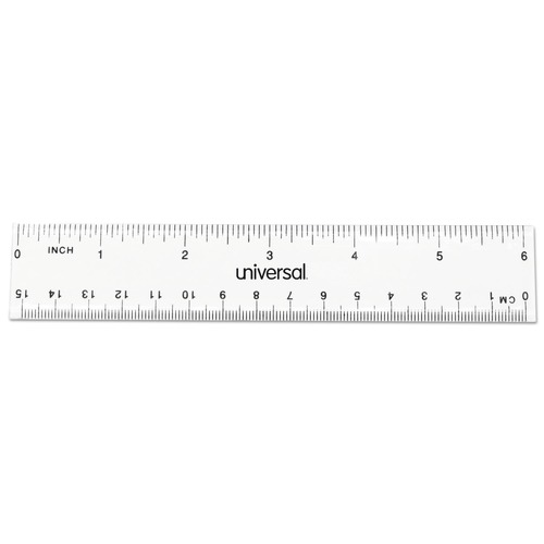 Rulers & Yardsticks | Universal UNV59025 6 in. Long Standard/Metric Plastic Ruler - Clear (2/Pack) image number 0