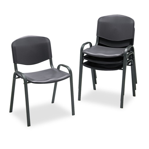  | Safco 4185BL 250 lbs. Capacity Stacking Chairs - Black (4/Carton) image number 0