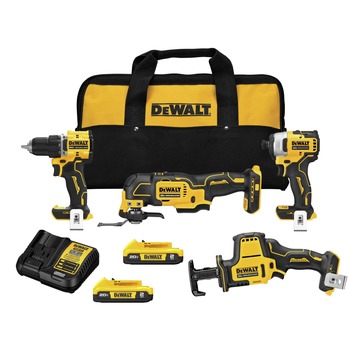 Factory Reconditioned Dewalt DCK486D2R 20V MAX ATOMIC Lithium-Ion Brushless Cordless 4-Tool Combo Kit (2 Ah)