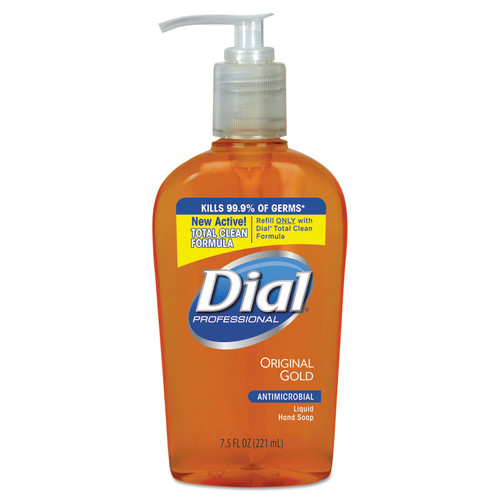 Cleaning & Janitorial Supplies | Dial Professional 84014 Gold Antimicrobial Hand Soap, Floral Fragrance, 7.5oz Pump Bottle, 12/carton image number 0