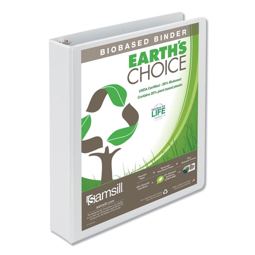  | Samsill 18957 11 in. x 8.5 in. 3 Rings 1.5 in. Capacity Earth's Choice Plant-Based Round Ring View Binder - White image number 0