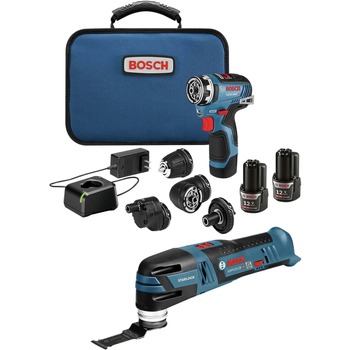 Factory Reconditioned Bosch GXL12V-270B22-RT 12V MAX Brushless Lithium-Ion Cordless Starlock Oscillating Multi-Tool and Chameleon Drill Driver with 5-in-1 Flexiclick System Combo Kit