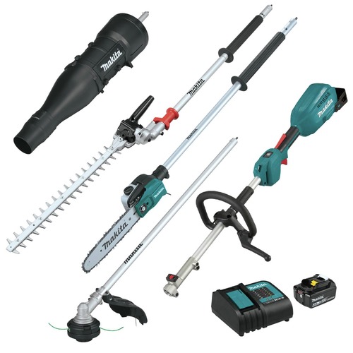 String Trimmers | Makita XUX02SM1X6 18V LXT Brushless Lithium-Ion Cordless Power Head Kit with String Trimmer/Pole Saw/Articulating Hedge Trimmer/Blower Couple Shaft Attachments (4 Ah) image number 0