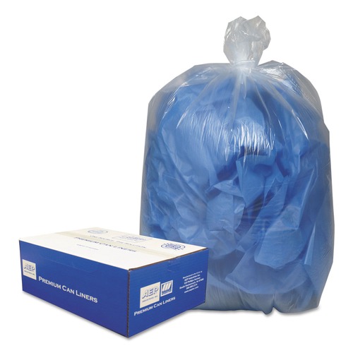 Mothers Day Sale! Save an Extra 10% off your order | Classic Clear 1507143 60 Gallon 0.9 mil 38 in. x 58 in. Linear Low-Density Can Liners - Clear (10 Bags/Roll, 10 Rolls/Carton) image number 0