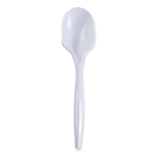Mothers Day Sale! Save an Extra 10% off your order | Boardwalk BWKSSMWPPWIW Mediumweight Wrapped Polypropylene Soup Spoons - White (1000/Carton) image number 0