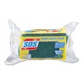 Sponges & Scrubbers | S.O.S. 91029 0.9 in. Thick 2.5 in. x 4.5 in. Heavy Duty Scrubber Sponge - Yellow/Green (3/Pack, 8 Packs/Carton) image number 2