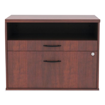 Alera Open Office Desk Series 29.5 x 19.13 x 22.88 Legal/Letter Low File 2-Drawer Cabinet Credenza - Cherry