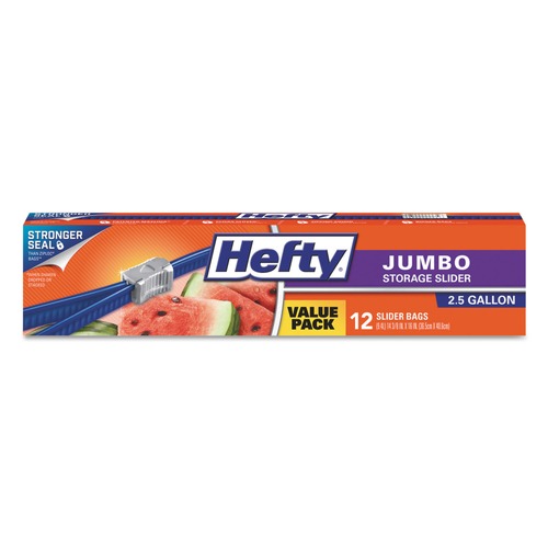Mothers Day Sale! Save an Extra 10% off your order | Hefty R83812 2.5 Gallon 0.9 mil 14.38 in. x 9 in. Slider Bags - Clear (12/Box, 9 Boxes/Carton) image number 0