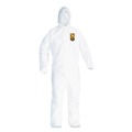 Bib Overalls | KleenGuard KCC49112 A20 Breathable Particle Protection Coveralls with Hood and Elastic Back - Medium, White (24/Carton) image number 0