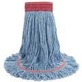 Mops | Boardwalk BWK503BLEA 5 in. Super Loop Cotton/Synthetic Fiber Wet Mop Head - Large, Blue image number 1