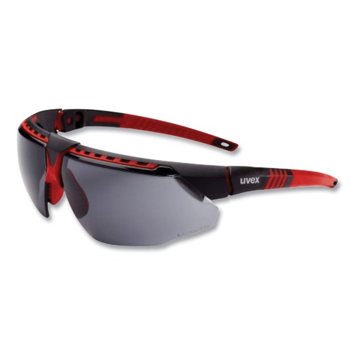 Safety Glasses | Honeywell Uvex S2861HS Polycarbonate Avatar Safety Glasses - Black/Red Frame Gray Lens image number 0