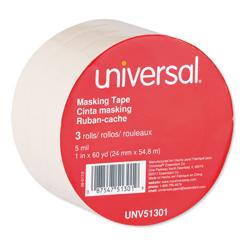 Mothers Day Sale! Save an Extra 10% off your order | Universal UNV51301 3 in. Core 24 mm x 54.8 mm General Purpose Masking Tape - Beige (3/Pack) image number 0