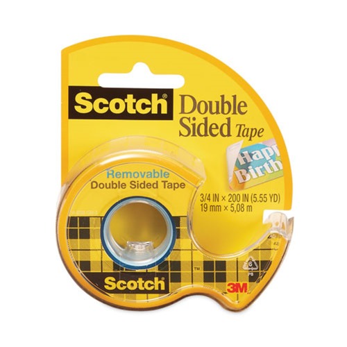  | Scotch 667 0.75 in. x 33.33 ft. 1 in. Core Double-Sided Removable Tape in Handheld Dispenser - Clear (1 Roll) image number 0