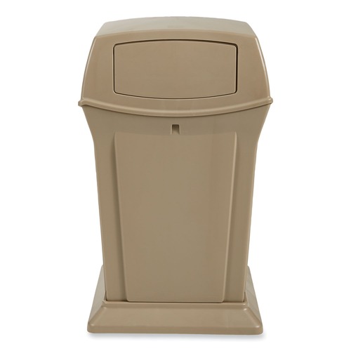 Rubbermaid Commercial Trash Can,45 gal.,Beige,Plastic FG917188BEIG