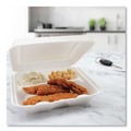 Food Trays, Containers, and Lids | Dart 80HT3R 3-Compartment 7.5 in. x 8 in. x 2.3 in. Foam Hinged Lid Containers - White (200/Carton) image number 8