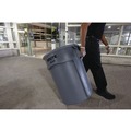 Trash & Waste Bins | Rubbermaid Commercial FG261000GRAY 10 gal. Vented Round Plastic Brute Container - Gray image number 1