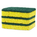 Sponges & Scrubbers | S.O.S. 91029 0.9 in. Thick 2.5 in. x 4.5 in. Heavy Duty Scrubber Sponge - Yellow/Green (3/Pack, 8 Packs/Carton) image number 1