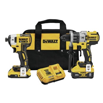 Factory Reconditioned Dewalt DCK299D1W1R 20V MAX XR Brushless Lithium-Ion 1/2 in. Cordless Hammer Drill and 1/4 in. Impact Driver Combo Kit with 2 Batteries (2 Ah/8 Ah)