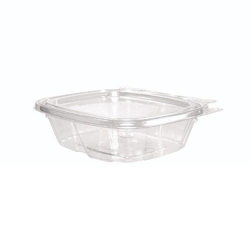 Food Trays, Containers, and Lids | Dart CH8DEF 4.9 in.x 1.4 in. x 5.5 in. 8 oz. ClearPac SafeSeal Tamper-Resistant/Evident Flat Lid Plastic Containers - Clear (200/Carton) image number 0