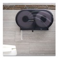 Mothers Day Sale! Save an Extra 10% off your order | San Jamar R4090TBK 9 in. Roll 19 in. x 5.25 in. x 12 in. JBT Twin Toilet Oceans Tissue Dispenser - Transparent Black Pearl image number 4