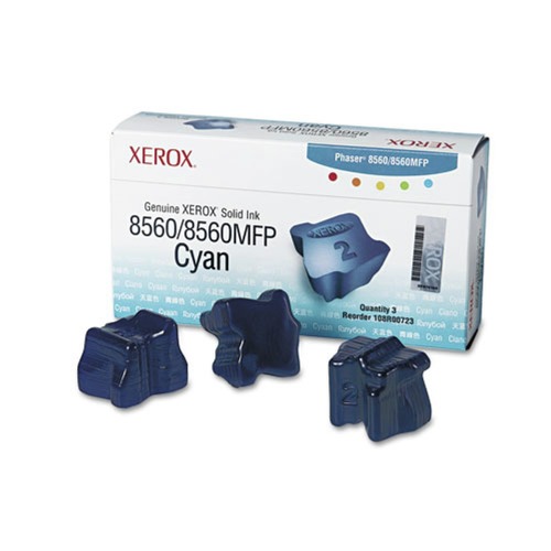  | Xerox 108R00723 3400 Page-Yield Solid Ink Stick - Cyan (3/Box) image number 0