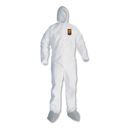 Bib Overalls | KleenGuard 48973 A45 Liquid and Particle Protection Surface Prep/Paint Coveralls - Large, White (25/Carton) image number 0