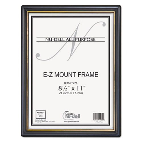  | NuDell 11880 8.5 in. x 11 in. Insert EZ Mount Document Frame with Trim Accent and Plastic Face - Black/Gold image number 0