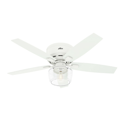 Hunter 50280 52 In Bennett Low Profile Matte White Ceiling Fan With Globe Led Light Kit And Remote