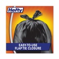 Trash Bags | Hefty E27744 30 in. x 33 in. 30-Gallon 0.85 mil Easy Flaps Trash Bags - Black (40/Box, 6 Boxes/Carton) image number 1