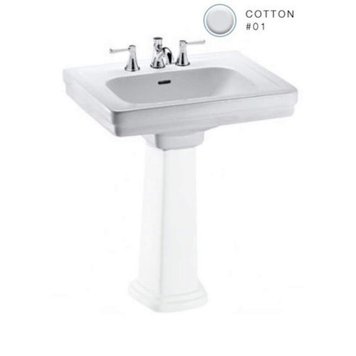 Fixtures | TOTO LT532.8#01 Promenade 24 in. Pedestal Bathroom Sink with 3 Faucet Holes Drilled and Overflow-Less Pedestal (Cotton White) image number 0